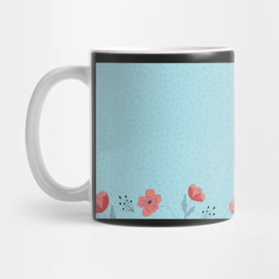 Poppy flowers on blue spotted background Mug